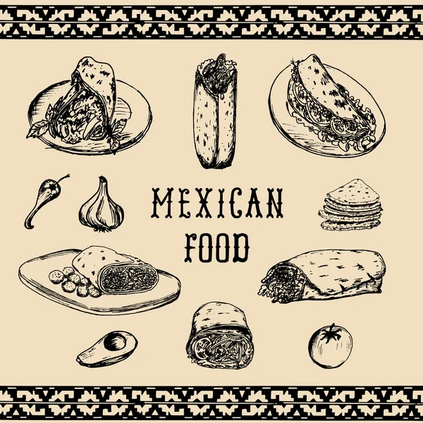 Mexicaans eten menu — Stockvector