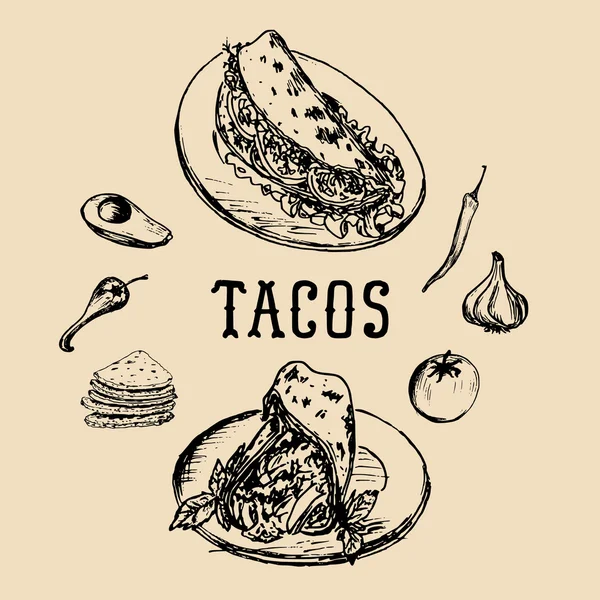 墨西哥食物菜单 — 图库矢量图片