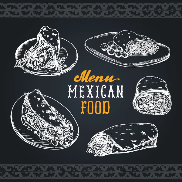 Mexicaans eten menu — Stockvector