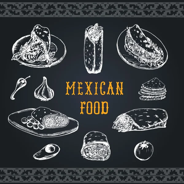 Menu de comida mexicana — Vetor de Stock