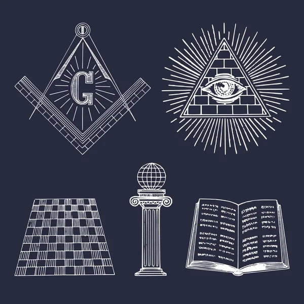 Masonic zestaw symboli — Wektor stockowy