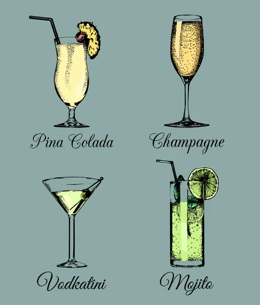 Ensemble de cocktails et boissons — Image vectorielle