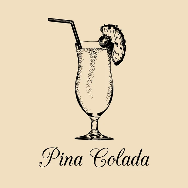 Esboço de coquetel Pina colada —  Vetores de Stock