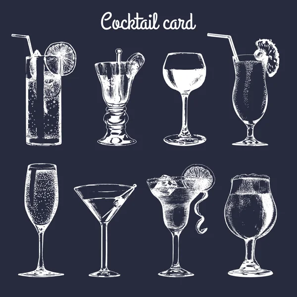 Ensemble de boissons alcoolisées et cocktails — Image vectorielle