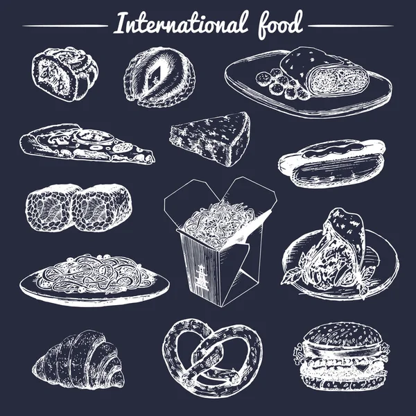 Menu de comida internacional —  Vetores de Stock