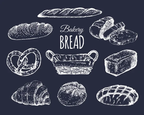 Padaria e esboços de pão — Vetor de Stock