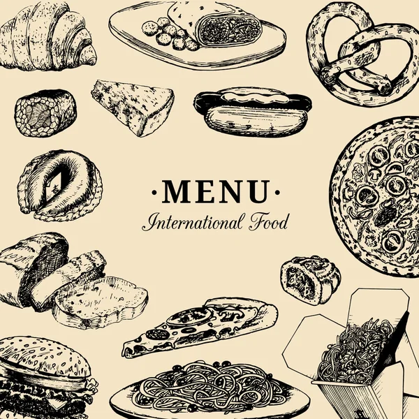 Menu alimentaire international — Image vectorielle