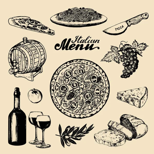 Ensemble de cuisine italienne — Image vectorielle