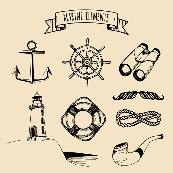 Vintage nautical adventures set — Stok Vektör