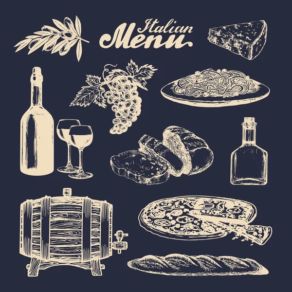 Conjunto de comida italiana — Archivo Imágenes Vectoriales