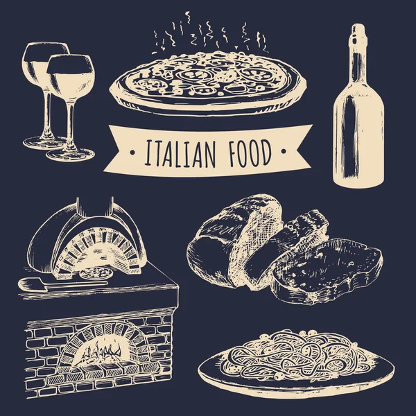 Σύνολο ιταλικό φαγητό — Διανυσματικό Αρχείο