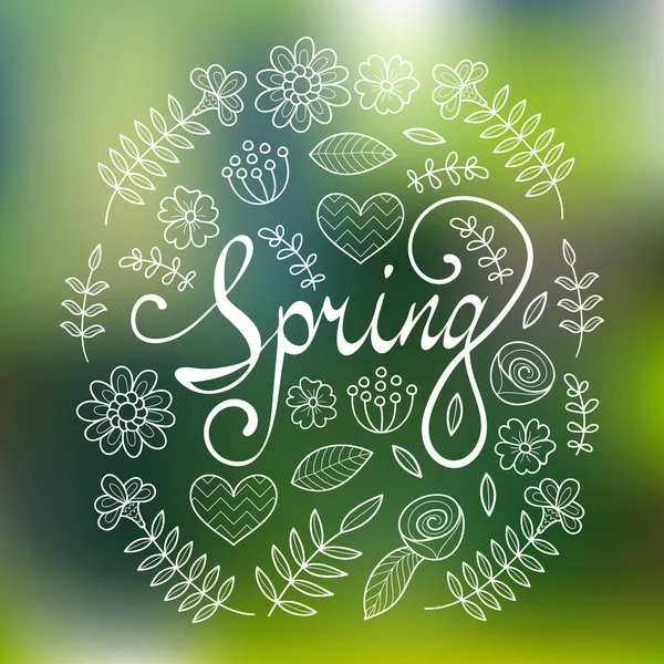 花柄の春のレタリング — ストックベクタ
