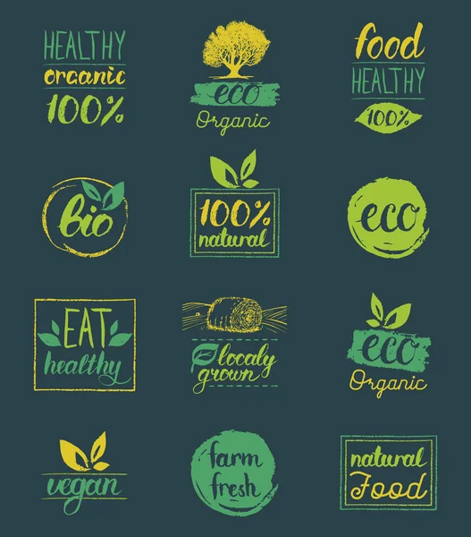 Logos frescos de granja — Vector de stock
