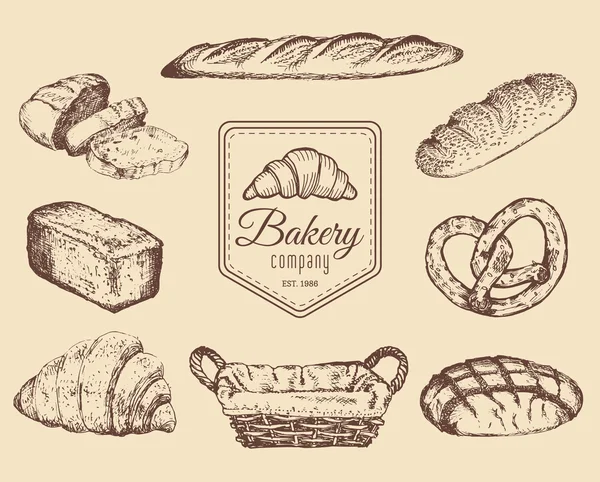 Étiquettes et icônes de boulangerie — Image vectorielle