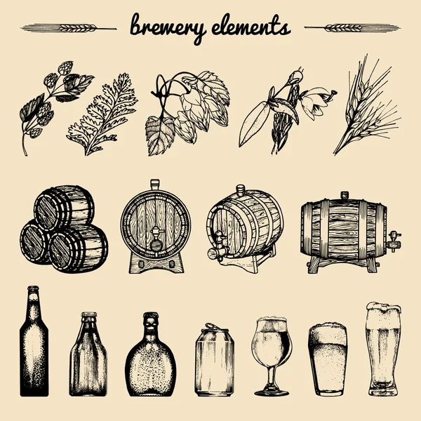 Elementos de la cervecería vintage — Vector de stock