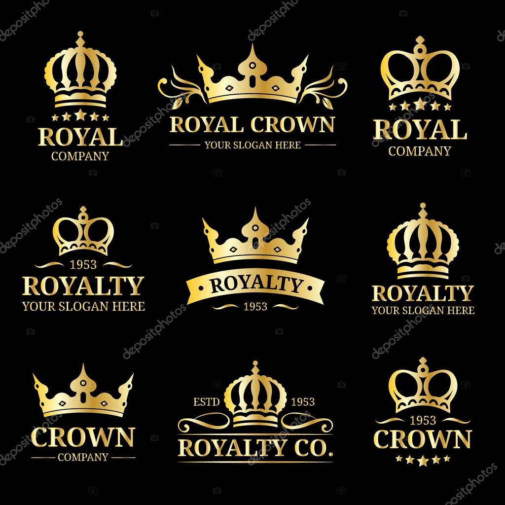 Vector crowns logos set. Luxury crowns monograms design. Crowns vintage monograms. Crowns vector illustration. Used for hotel, restaurant, boutique, invitation, jewellery, etc