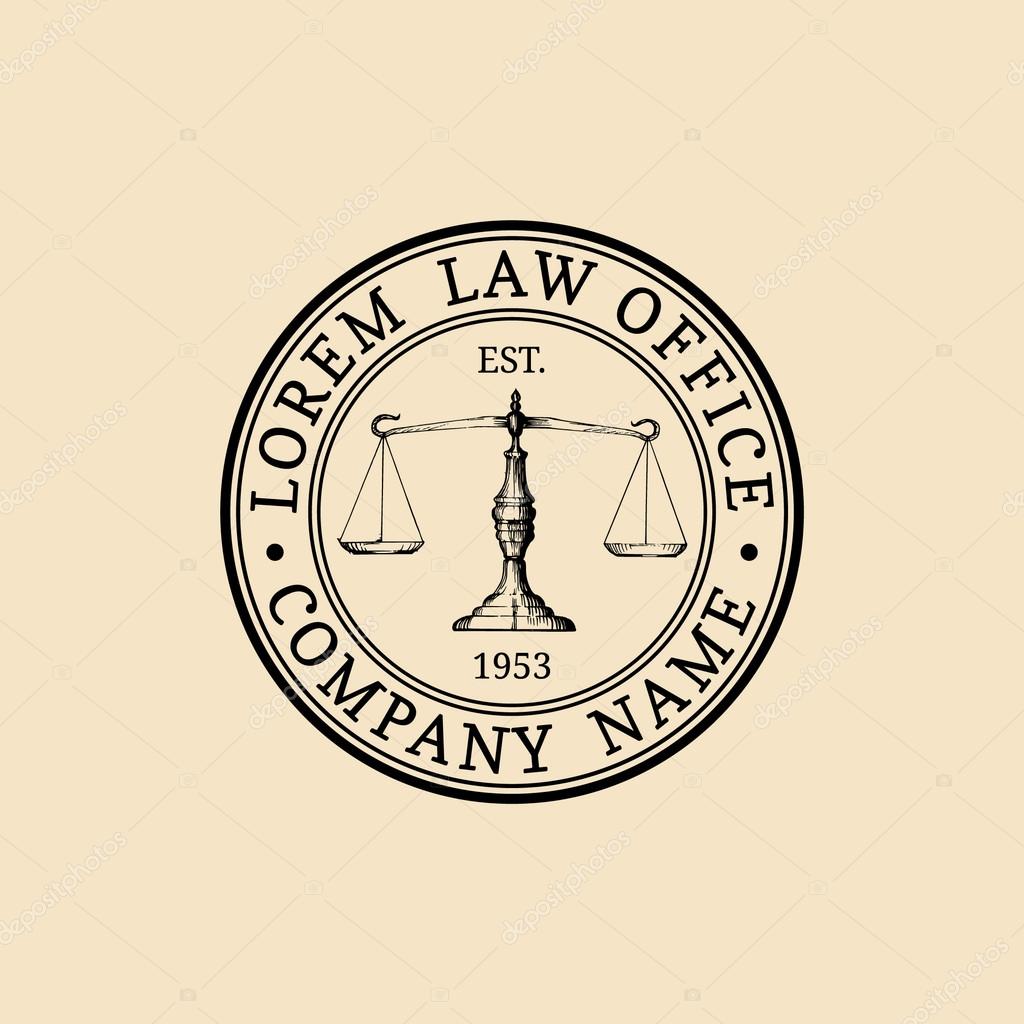 Law office logo. Vector attorney logo. Vector vintage lawyer logo. Law firm label. Lawyer logo template. Law logo. Attorney sign. Legal concept