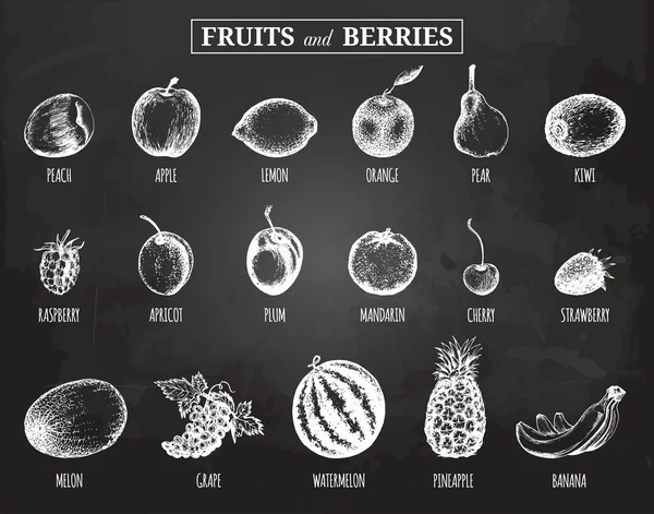 Frutos e bagas orgânicos . —  Vetores de Stock