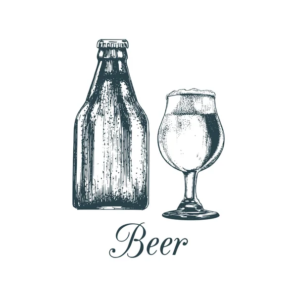 Craft-Bier-Flasche und Glas. — Stockvektor