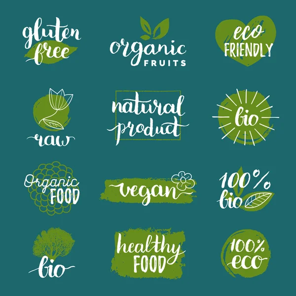 Logotipos biológicos ecológicos . —  Vetores de Stock