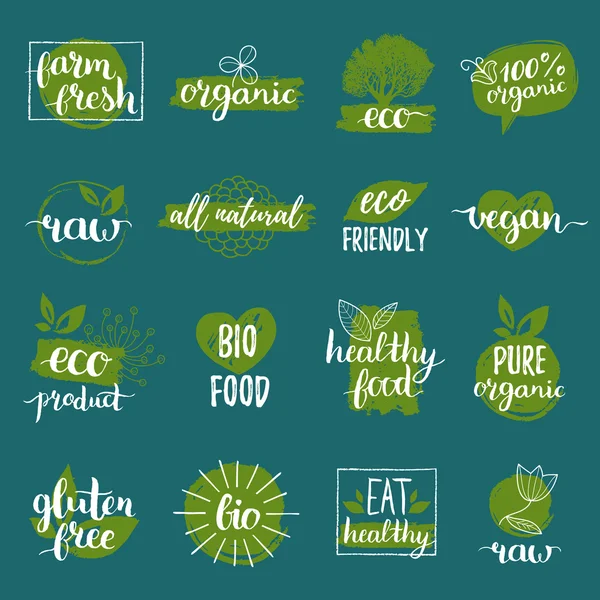 Eco organische bio logo 's. — Stockvector