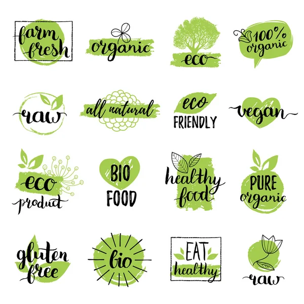 Eco organic bio logos. — Stock Vector