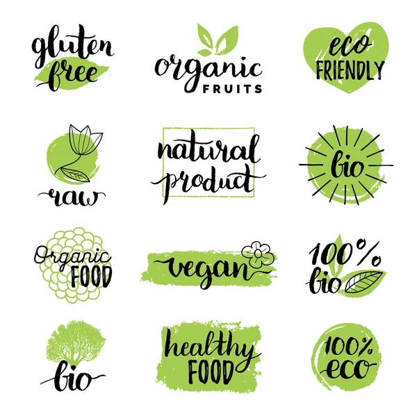 Eco organic bio logos. — Stock Vector