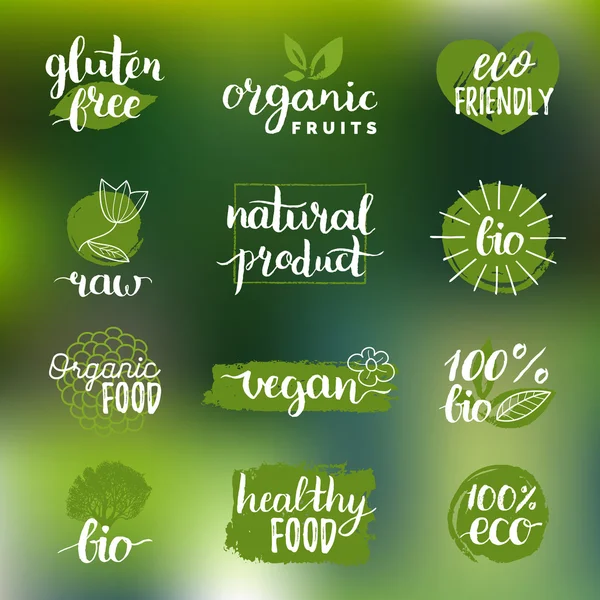 Eco organic bio logos. — Stock Vector