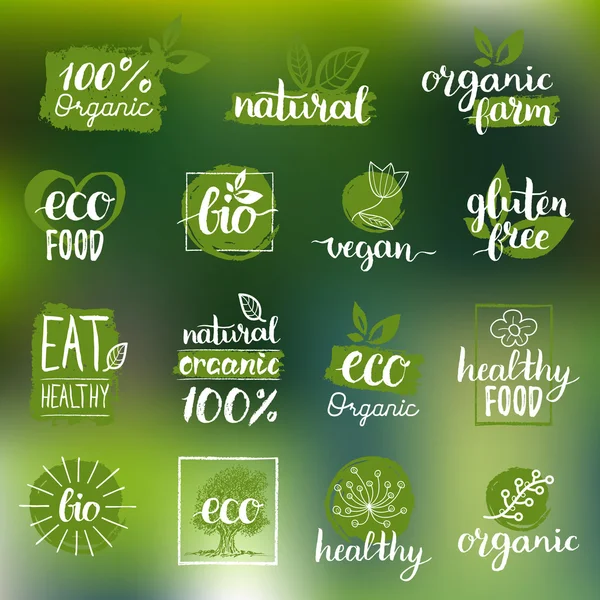 Eco organic bio logos. — Stock Vector