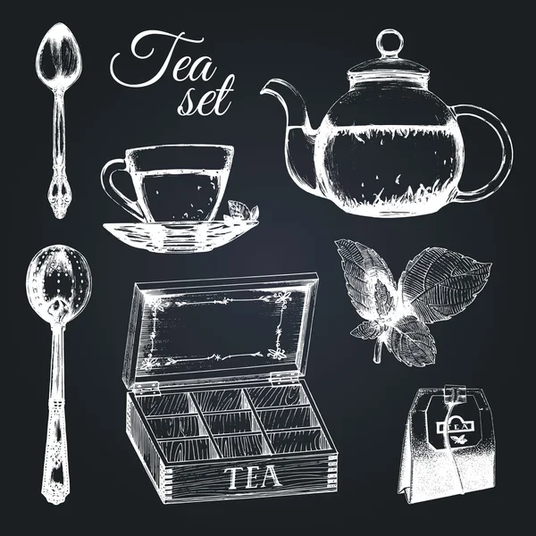 Zestaw herbaty szkic — Wektor stockowy