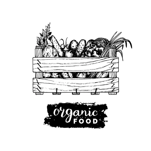 Βιολογικά λαχανικά τελάρο λογότυπο. — Διανυσματικό Αρχείο