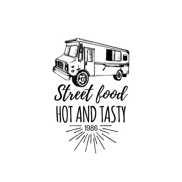 Street fast food truck logo — Stock Vector