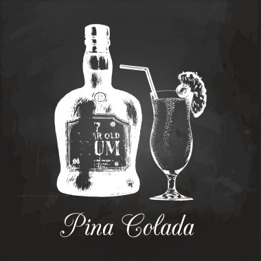pina colada cam ve ROM şişesi  
