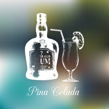 pina colada cam ve ROM şişesi  