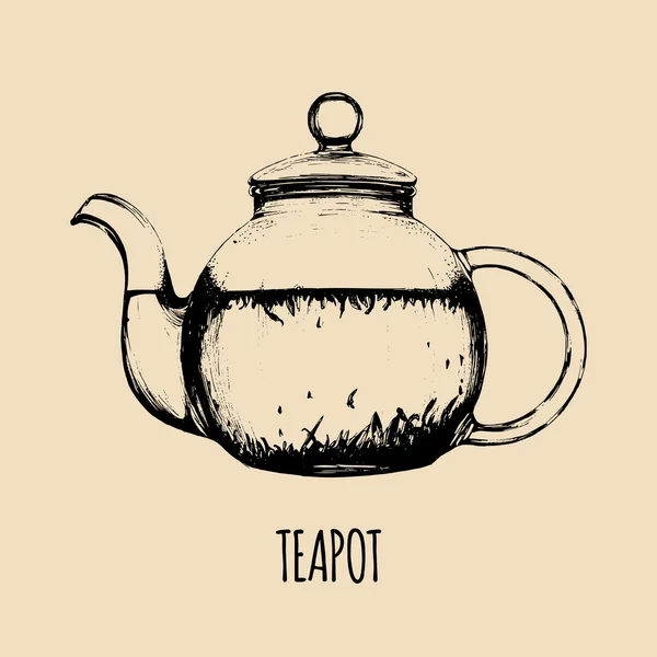 老式的茶壶素描 — 图库矢量图片