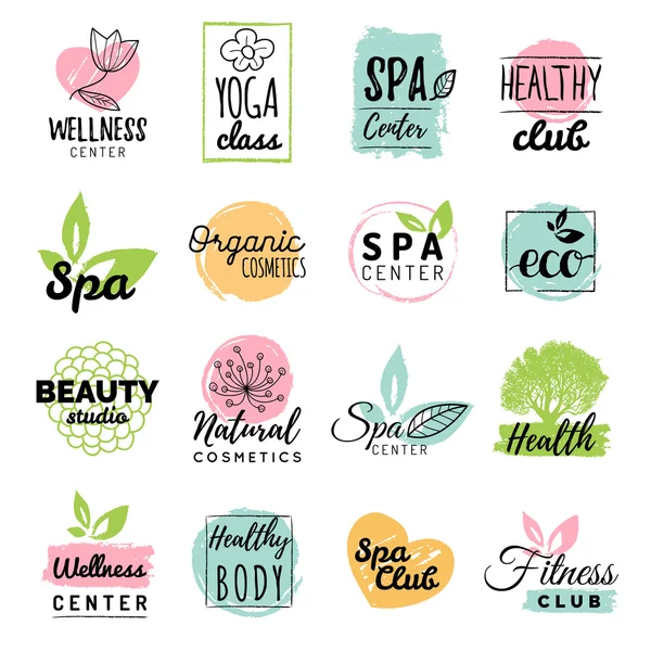 Набор логотипов для здоровья и красоты — стоковый вектор