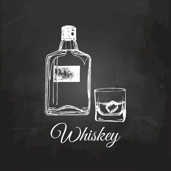 Whiskey bottle and glass — Stock Vector