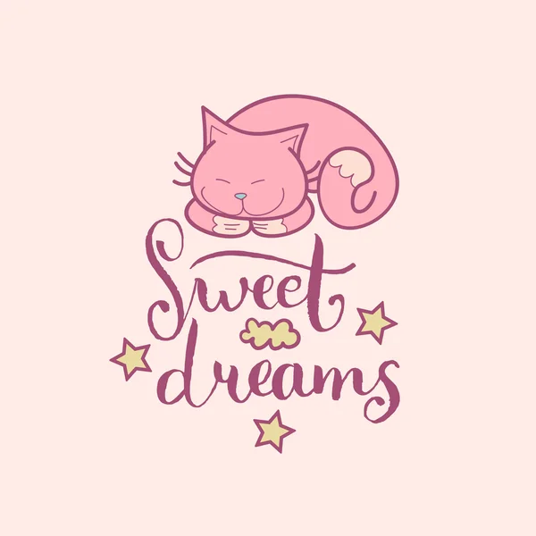 Dulces sueños letras de la mano . — Vector de stock