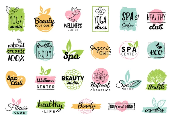 Salud y belleza cuidado logo conjunto — Archivo Imágenes Vectoriales
