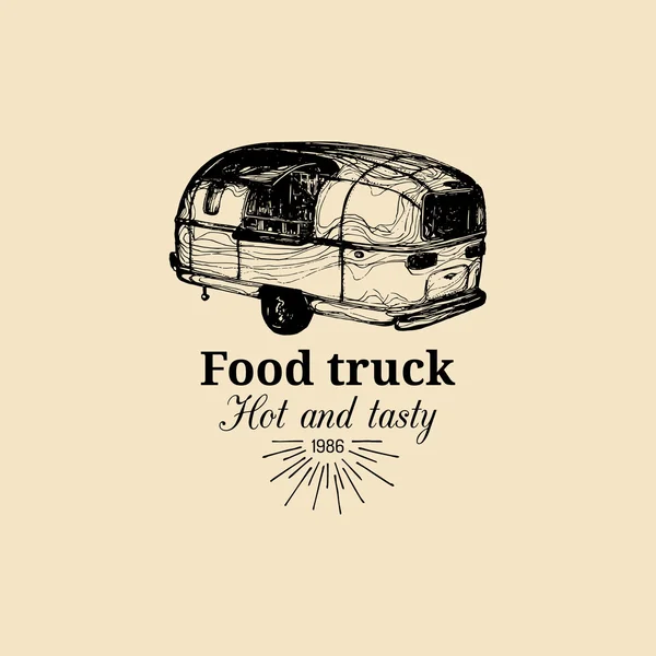 Strada fast food logo camion — Vettoriale Stock