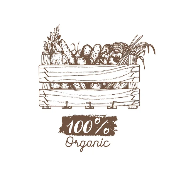 Logo de la caisse de légumes biologiques . — Image vectorielle