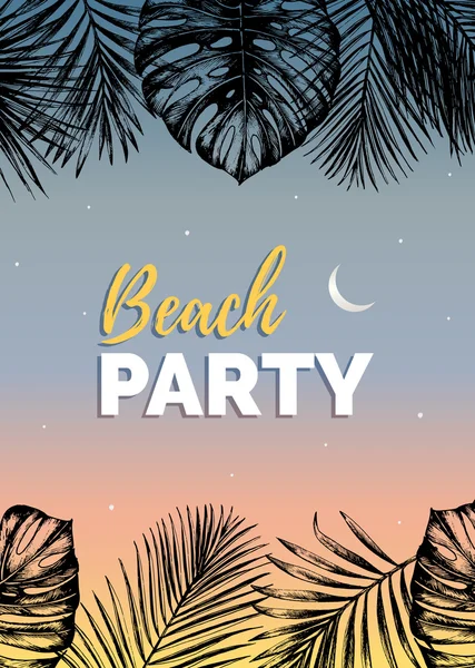 Noite praia festa cartaz — Vetor de Stock