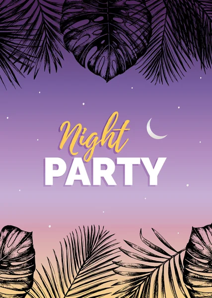 Noche vintage playa partido cartel — Vector de stock