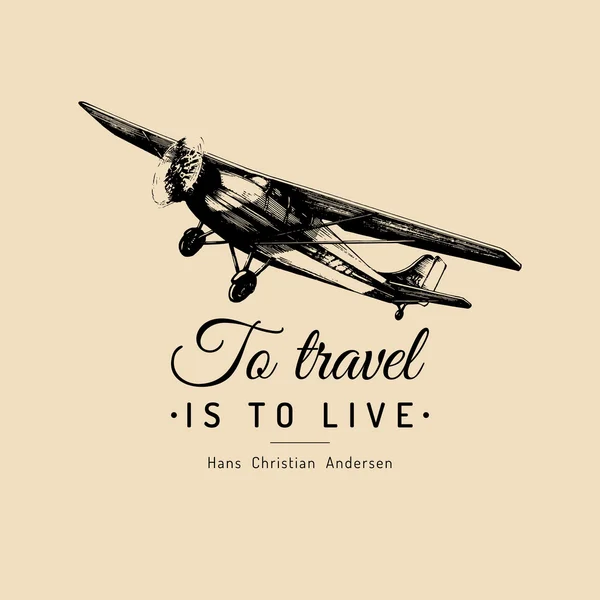 Abenteuer-Logo mit altem Flugzeug — Stockvektor