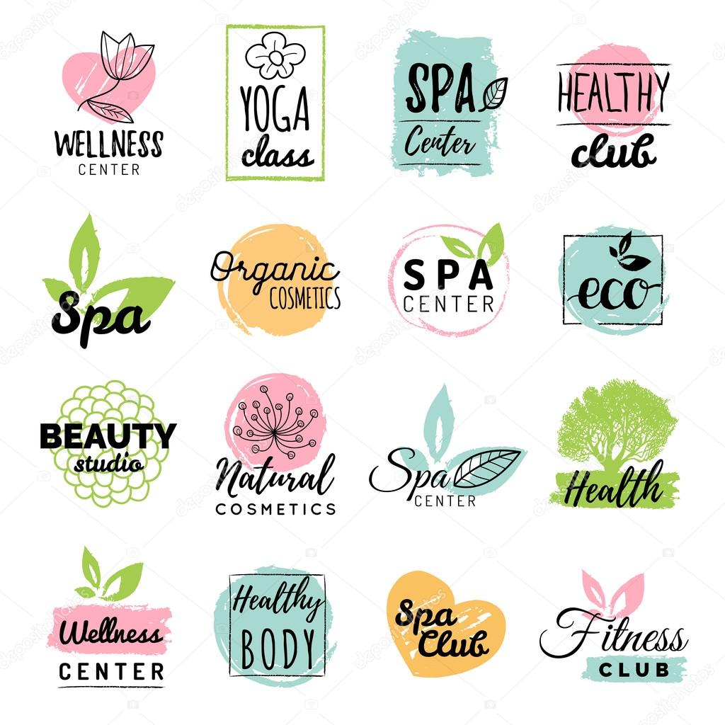 health and beauty care logo set