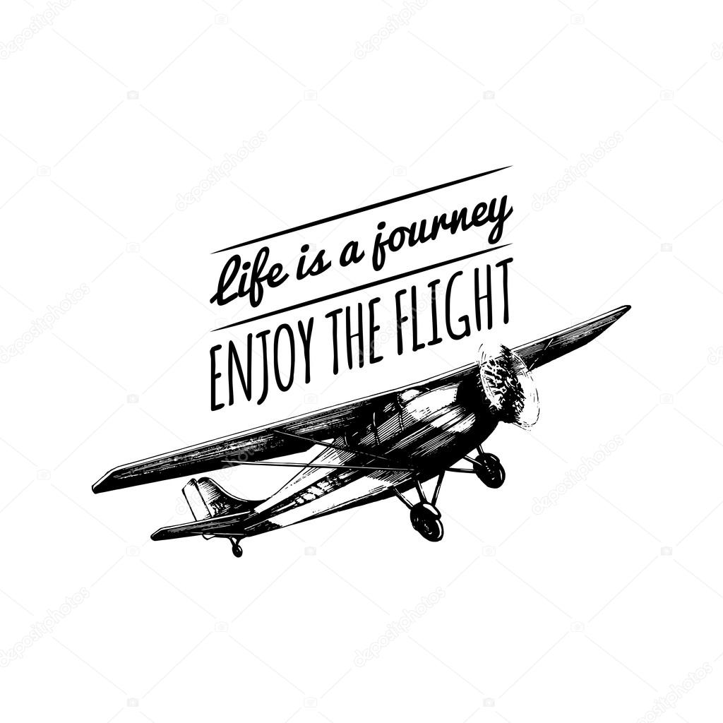 Travel logo with vintage airplane