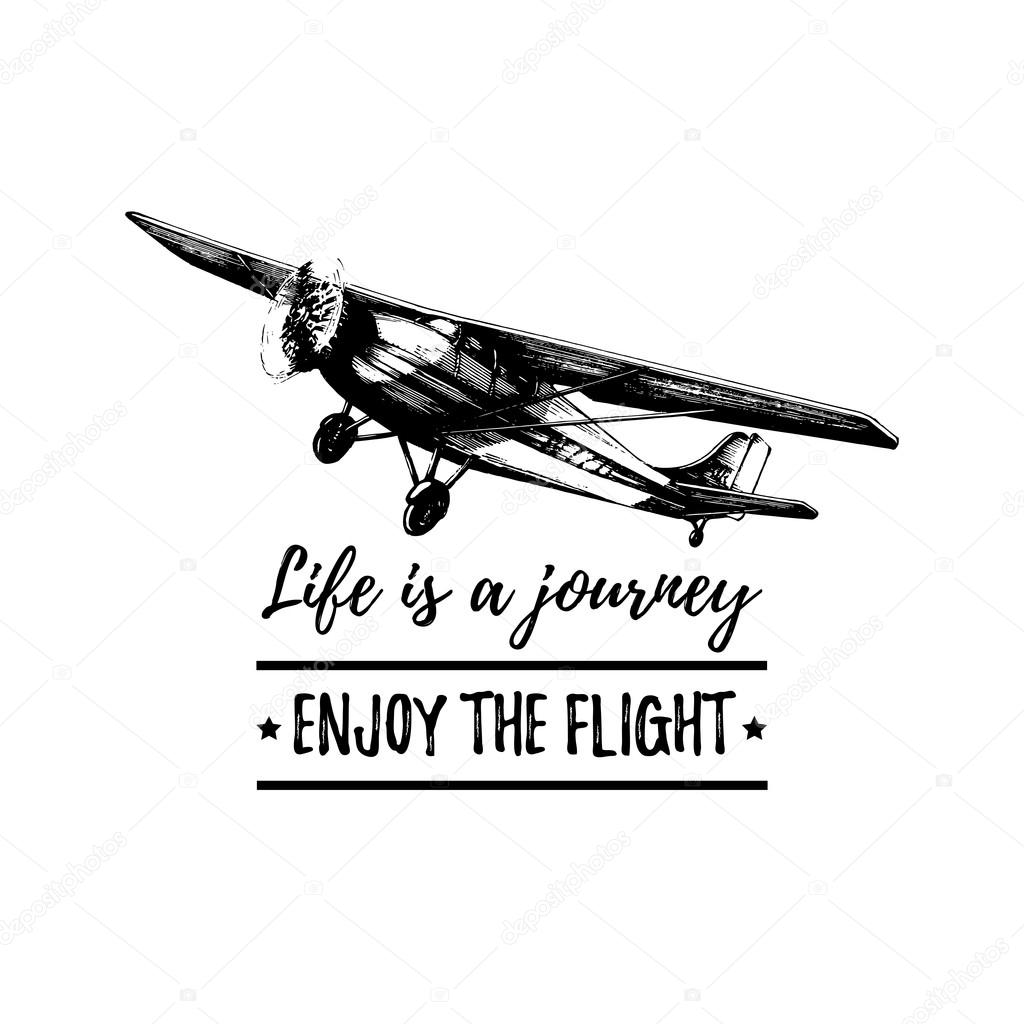 Travel logo with vintage airplane