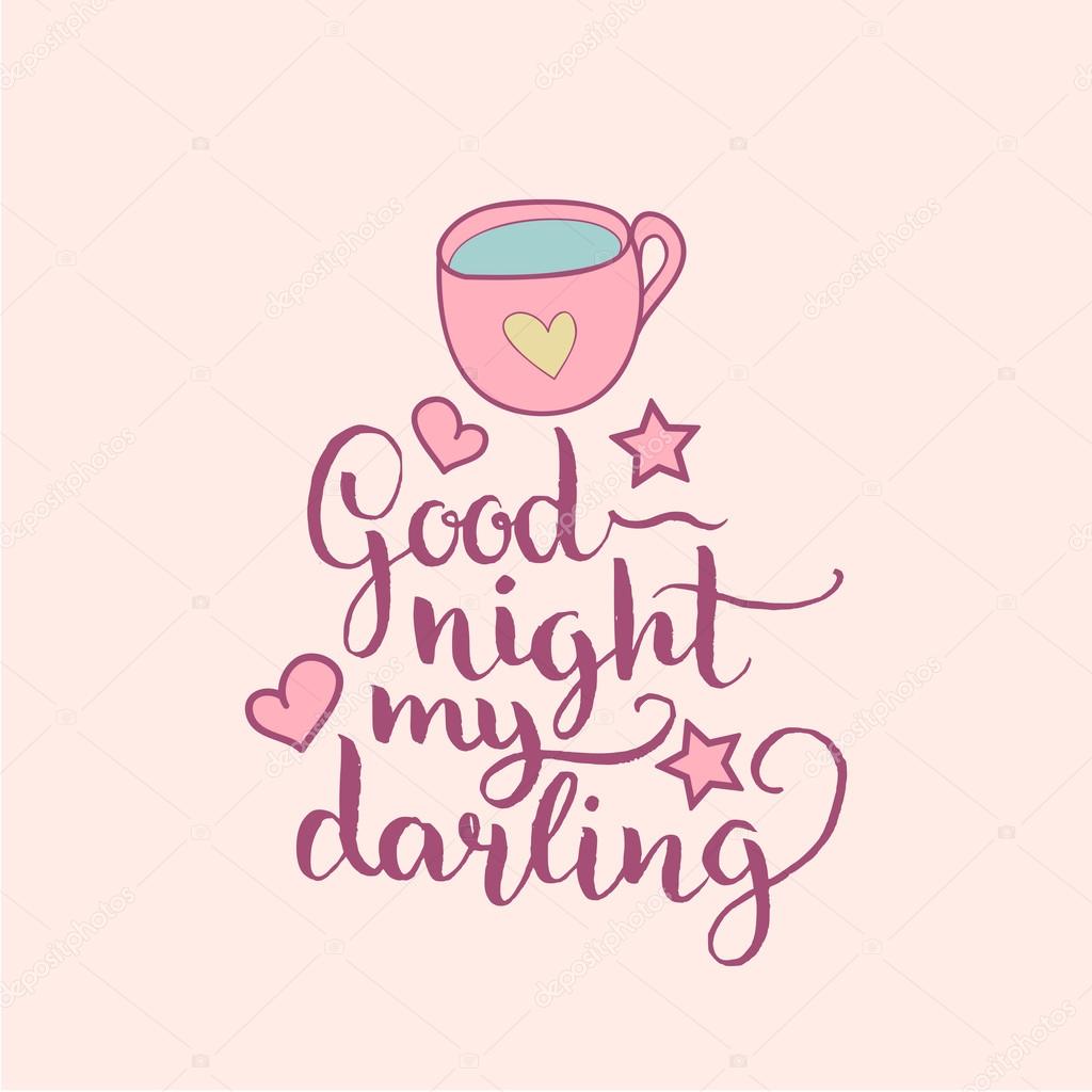 Good Night My Darling lettering Stock Vector by ©vladayoung #121780928