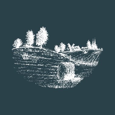 Kırsal alandaki biçilmiş arazinin vektör çizimi.