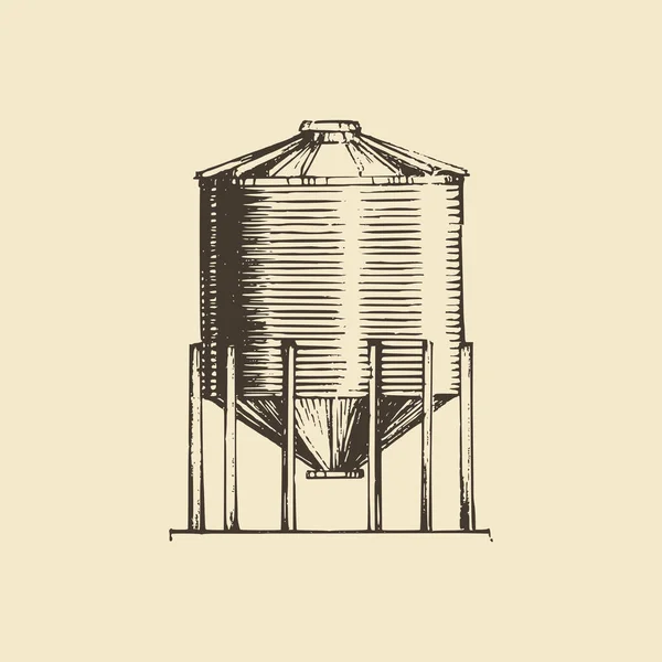 Фермерський бункер, намальована ілюстрація. Ескіз у векторі . — стоковий вектор